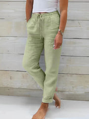 Women's Simple Solid Color Linen Pants vetvanguards