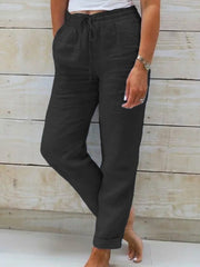 Women's Simple Solid Color Linen Pants vetvanguards