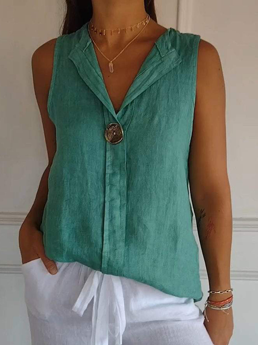 Women's Simple Solid Color Linen Shirt vetvanguards