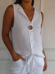 Women's Simple Solid Color Linen Shirt vetvanguards