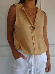 Women's Simple Solid Color Linen Shirt vetvanguards