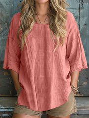 Women's Simple Solid Color Linen Shirt vetvanguards