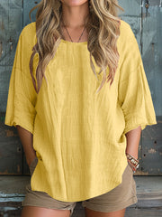 Women's Simple Solid Color Linen Shirt vetvanguards