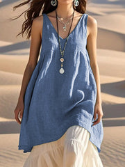 Women's Simple Solid Color Linen Long Shirt vetvanguards