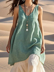 Women's Simple Solid Color Linen Long Shirt vetvanguards