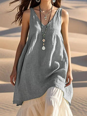 Women's Simple Solid Color Linen Long Shirt vetvanguards