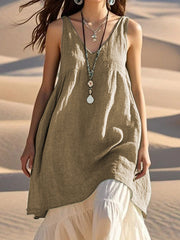 Women's Simple Solid Color Linen Long Shirt vetvanguards