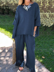 Women's Simple Solid Color Linen Set vetvanguards