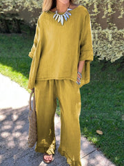 Women's Simple Solid Color Linen Set vetvanguards