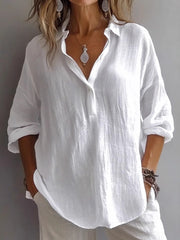 Women's Simple Solid Color Linen Shirt vetvanguards