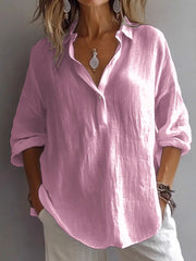 Women's Simple Solid Color Linen Shirt vetvanguards