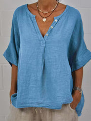 Women's Simple Solid Color Linen Shirt vetvanguards