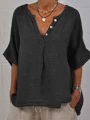 Women's Simple Solid Color Linen Shirt vetvanguards