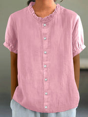 Women's Elegant Ruffled Linen Shirt vetvanguards