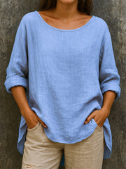 Women's Simple Solid Color Linen Shirt vetvanguards