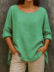 Women's Simple Solid Color Linen Shirt vetvanguards