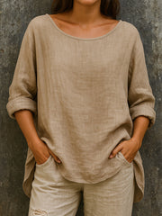 Women's Simple Solid Color Linen Shirt vetvanguards