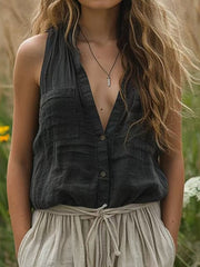Women's Vintage Simple Linen Shirt vetvanguards