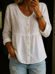 Women's Simple Solid Color Linen Shirt vetvanguards