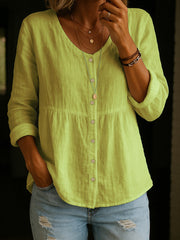 Women's Simple Solid Color Linen Shirt vetvanguards