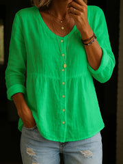 Women's Simple Solid Color Linen Shirt vetvanguards