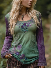Women's Vintage Elegant Floral Embroidered Shirt vetvanguards