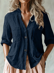 Women's Vintage Simple Linen Shirt vetvanguards
