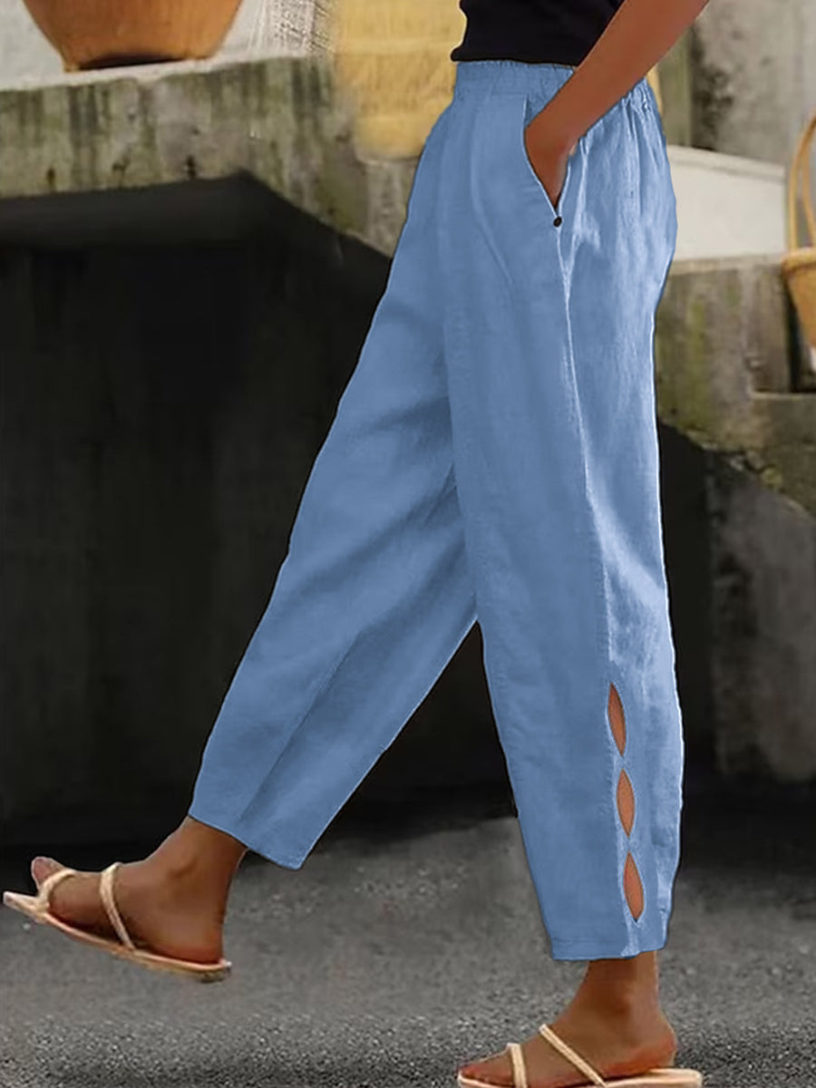 Women's Simple Solid Color Linen Pants vetvanguards