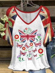 Women's Union Jack Butterfly Hang Shot Short Sleeve T-Shirt vetvanguards