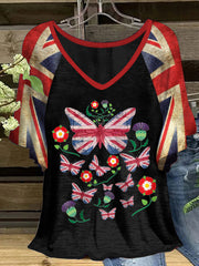 Women's Union Jack Butterfly Hang Shot Short Sleeve T-Shirt vetvanguards