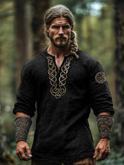 Men's Viking three-quarter-sleeve cotton and linen top vetvanguards