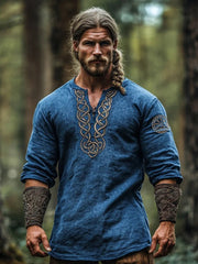 Men's Viking three-quarter-sleeve cotton and linen top vetvanguards