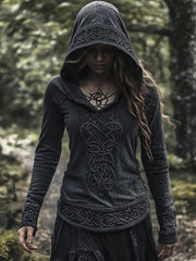 Women's Viking Jacquard Celtic Knot Art Hooded vetvanguards