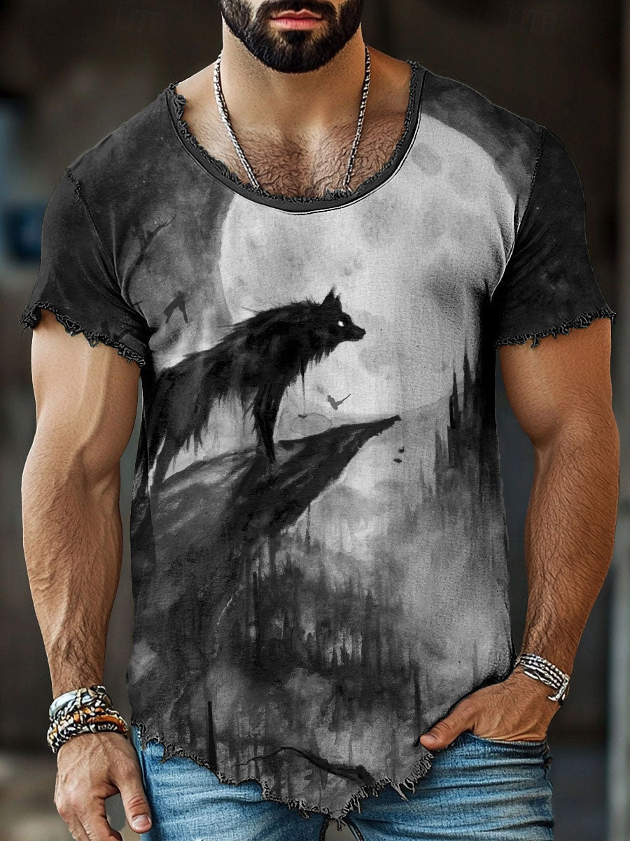 Men's Wolf Fringed T-Shirts vetvanguards