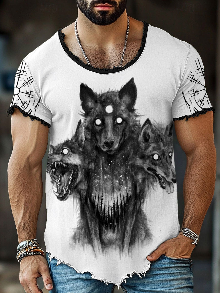 Men's Wolf Fringed T-Shirts vetvanguards