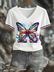 Women's Union Jack Butterfly Short-sleeved T-shirt vetvanguards