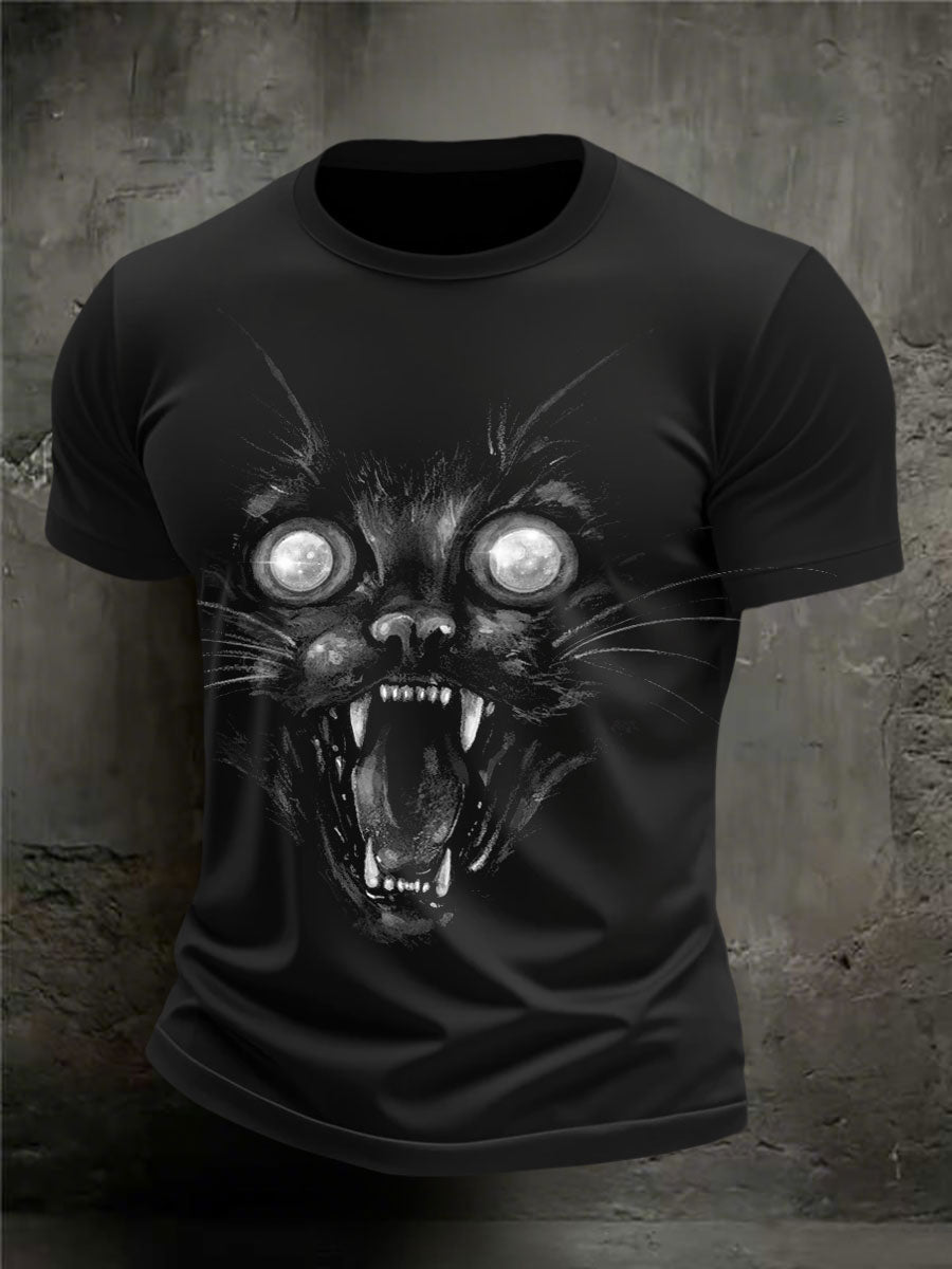 Men's Halloween Horror Black Cat T-Shirts vetvanguards