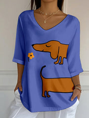 Women's Dachshund Art Print Top vetvanguards