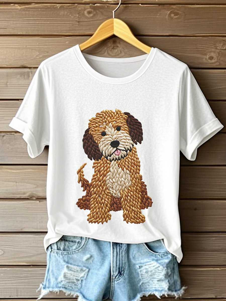 Women's Dog Art Print T-shirt vetvanguards
