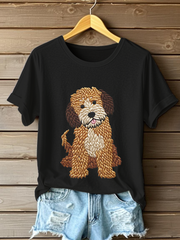 Women's Dog Art Print T-shirt vetvanguards