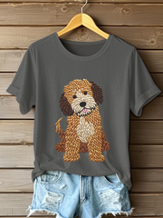 Women's Dog Art Print T-shirt vetvanguards
