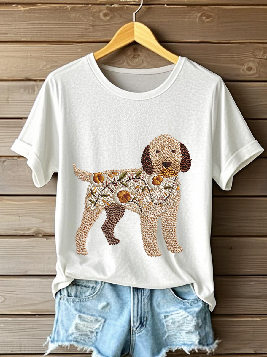 Women's Dog Art Print T-shirt vetvanguards