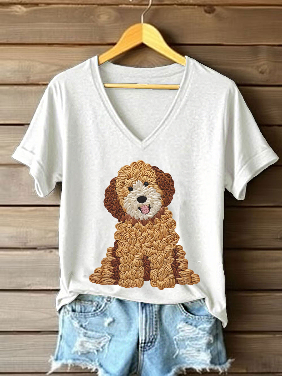 Women's Dog Art Print T-shirt vetvanguards