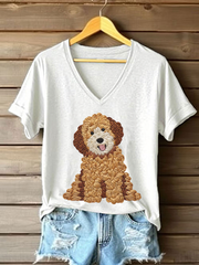 Women's Dog Art Print T-shirt vetvanguards