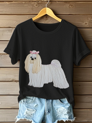 Women's Dog Art Print T-shirt vetvanguards