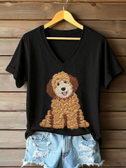 Women's Dog Art Print T-shirt vetvanguards