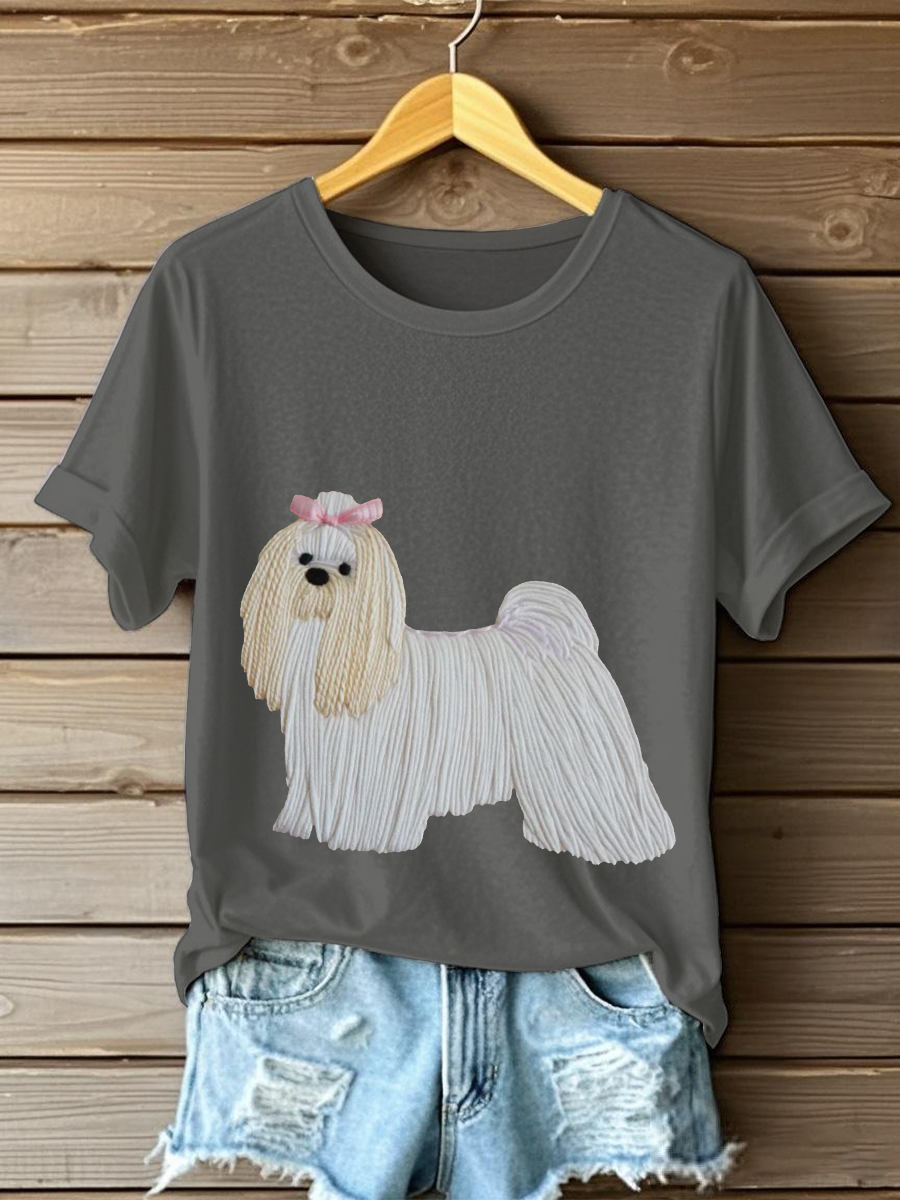 Women's Dog Art Print T-shirt vetvanguards