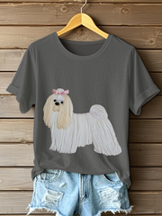Women's Dog Art Print T-shirt vetvanguards