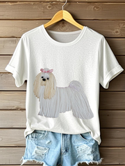 Women's Dog Art Print T-shirt vetvanguards