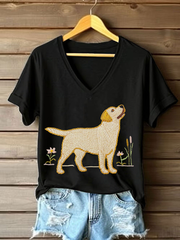 Women's Dog Art Print T-shirt vetvanguards